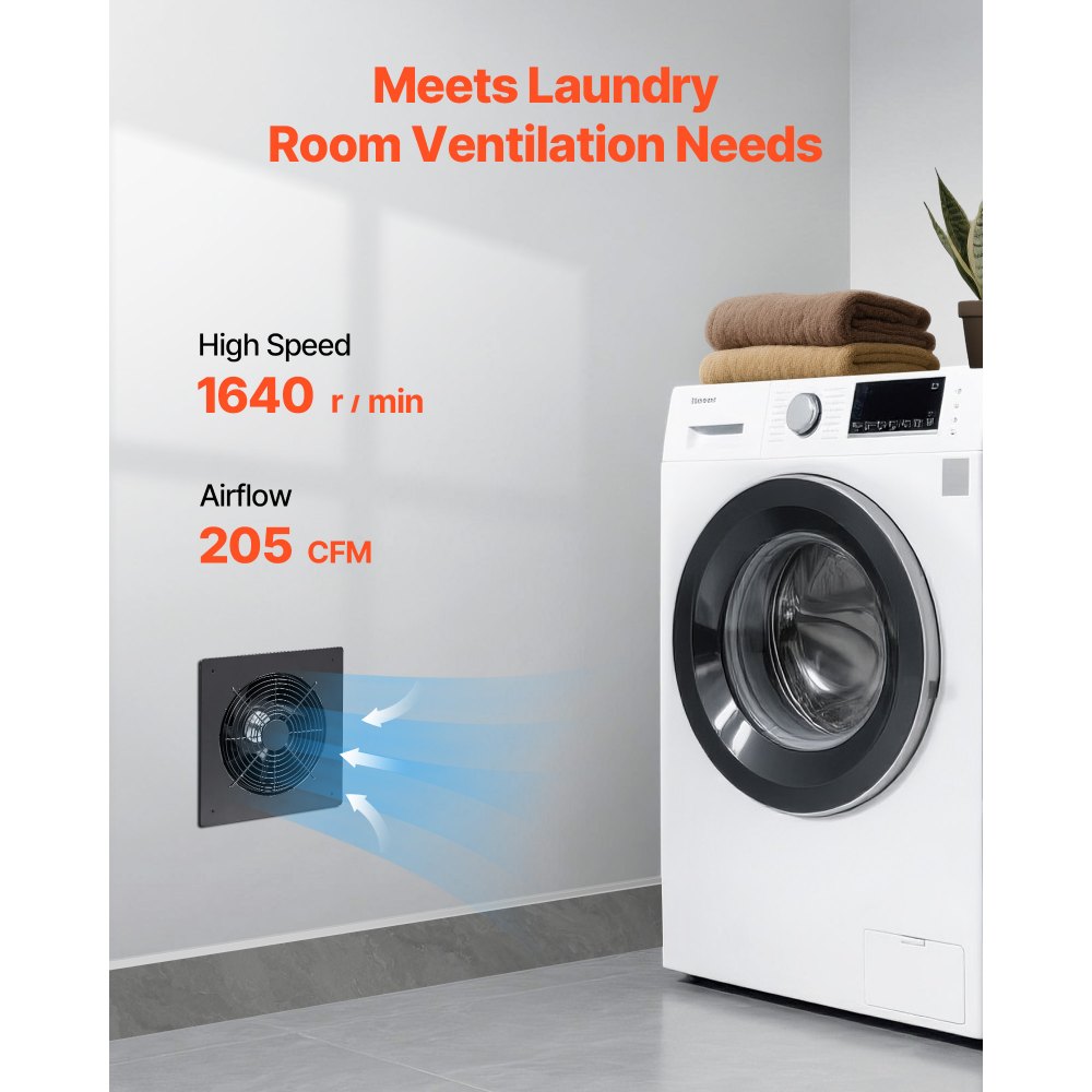 VEVOR 6 inch Through-The-Wall Ventilation Fan, 205 CFM Through Wall Exhaust Fan with AC Motor, Quiet Vent Easy Installation for Bathroom,Garage,Laundry Room,Storage Room Air Exchanger