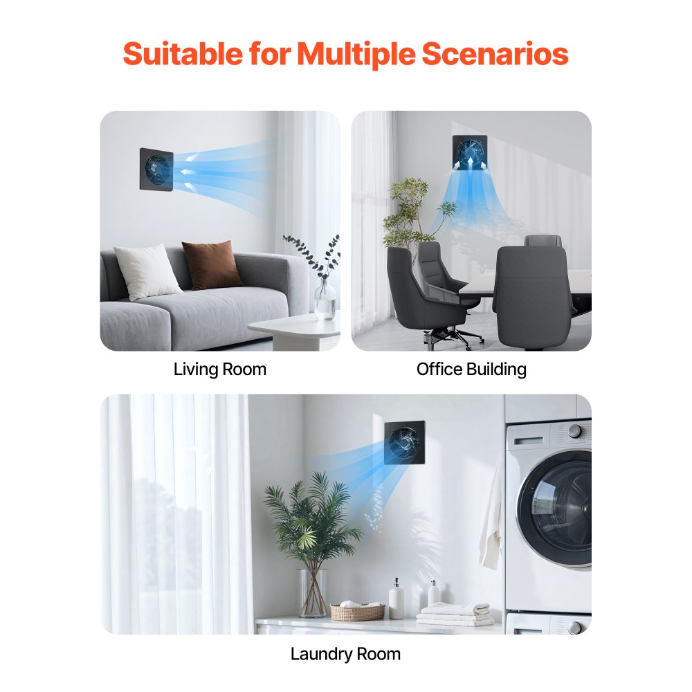 VEVOR 6 inch Through-The-Wall Ventilation Fan, 205 CFM Through Wall Exhaust Fan with AC Motor, Quiet Vent Easy Installation for Bathroom,Garage,Laundry Room,Storage Room Air Exchanger