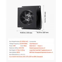 6 Inch Through The Wall Ventilation Fan 205 CFM Exhaust Fan AC Motor