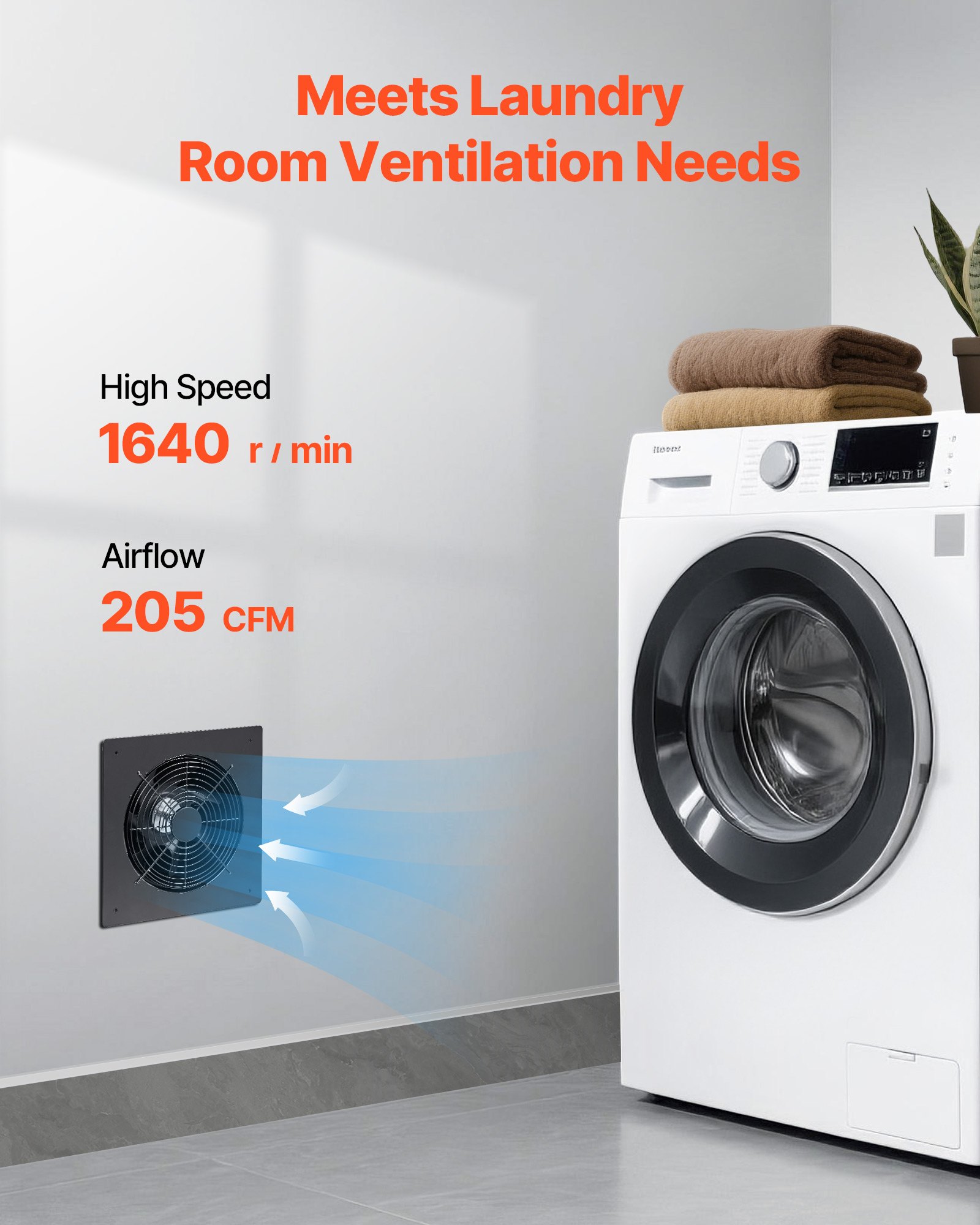 VEVOR 6 inch Through-The-Wall Ventilation Fan, 205 CFM Through Wall Exhaust Fan with AC Motor, Quiet Vent Easy Installation for Bathroom,Garage,Laundry Room,Storage Room Air Exchanger