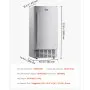 VEVOR Undercounter Built-in Ice Maker, 66 Lbs/Day Under Counter Nugget Ice Maker Machine with Reversible Door Stainless Steel, Freestanding Ice Maker for Commercial Home Kitchen, Electric Drainage