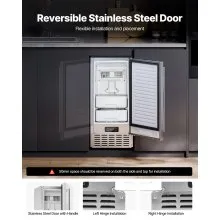 Undercounter Ice Maker 66 Lbs/Day Built-in Ice Maker Machine w/ Reversible Door