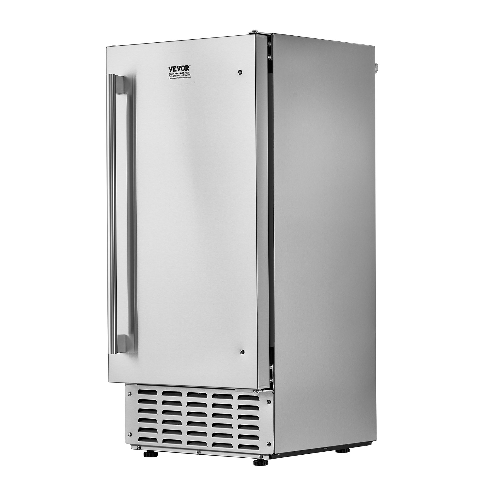 Máquina de hielo empotrable bajo encimera VEVOR, 66 libras/día, máquina de hielo en pepitas bajo encimera con puerta reversible de acero inoxidable, máquina de hielo independiente para cocina comercial y doméstica, drenaje eléctrico.