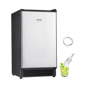 VEVOR Undercounter Built-in Ice Maker, 25 Lbs/Day Under Counter Ice Maker Machine with Reversible Door Stainless Steel, Freestanding Ice Maker for Commercial Home Kitchen, No Drain Required | VEVOR US
