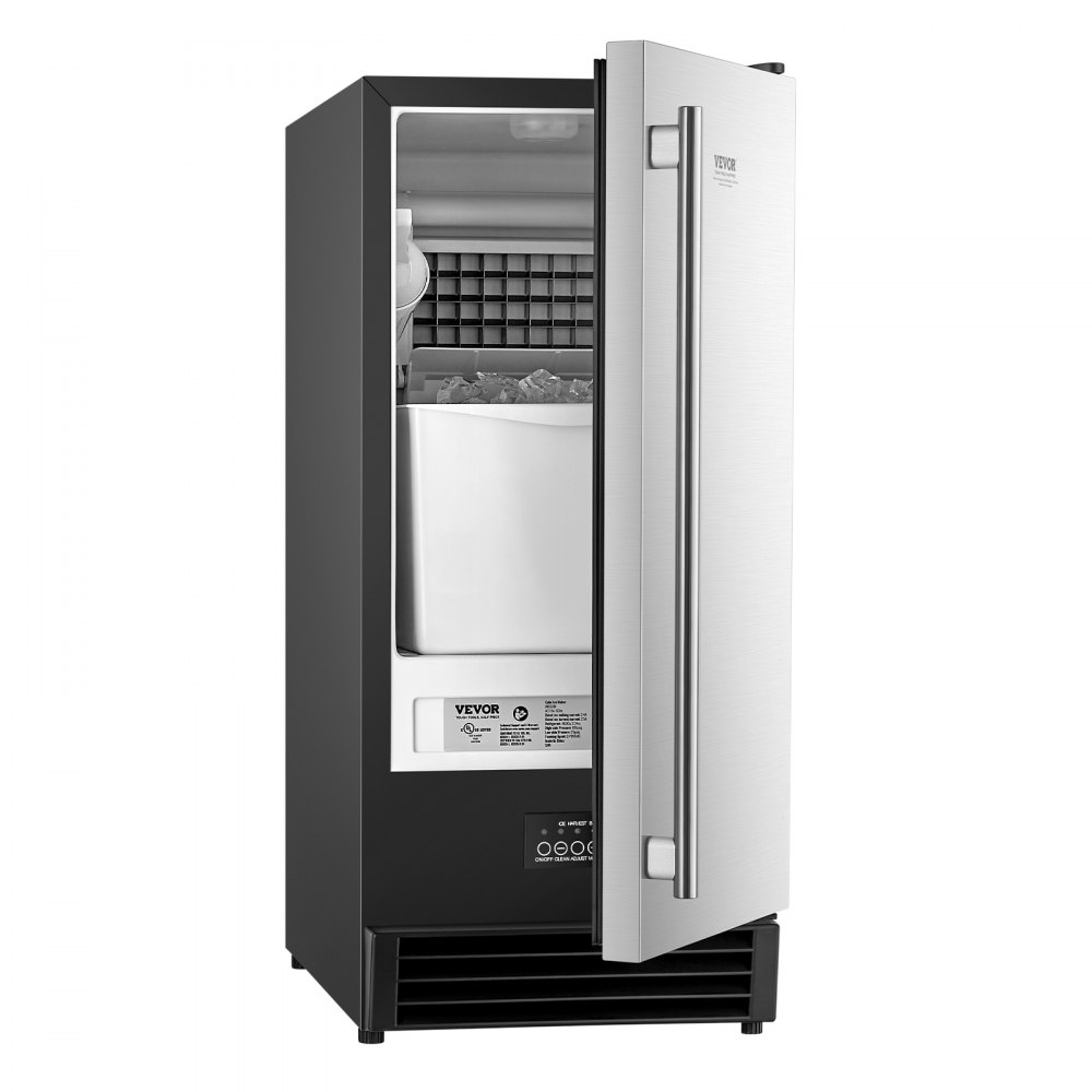 VEVOR Undercounter Built-in Ice Maker, 50 Lbs/Day Under Counter Ice Maker Machine with Drain Pump Reversible Door Stainless Steel, Freestanding Ice Maker for Commercial Home Kitchen