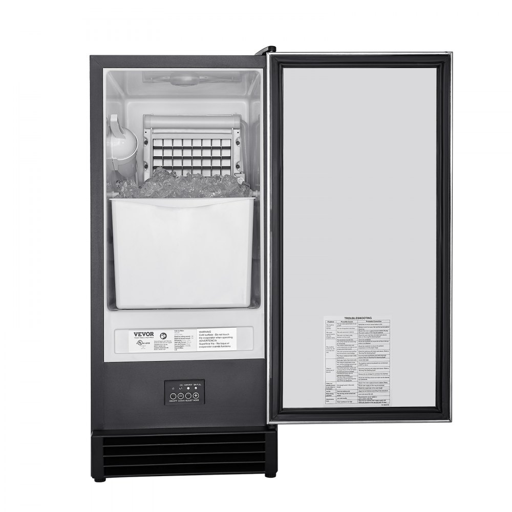 VEVOR Undercounter Built-in Ice Maker, 50 Lbs/Day Under Counter Ice Maker Machine with Drain Pump Reversible Door Stainless Steel, Freestanding Ice Maker for Commercial Home Kitchen
