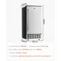 VEVOR Undercounter Built-in Ice Maker, 80 Lbs/Day Under Counter Ice Maker Machine with Reversible Door Stainless Steel, Freestanding Ice Maker for Commercial Home Kitchen, Electric Drainage
