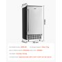 VEVOR Undercounter Built-in Ice Maker, 80 Lbs/Day Under Counter Ice Maker Machine with Reversible Door Stainless Steel, Freestanding Ice Maker for Commercial Home Kitchen, Electric Drainage