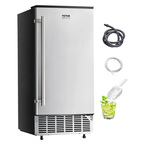 VEVOR Undercounter Built-in Ice Maker, 80 Lbs/Day Under Counter Ice Maker Machine with Reversible Door Stainless Steel, Freestanding Ice Maker for Commercial Home Kitchen, Electric Drainage