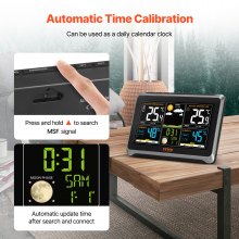 VEVOR Weather Station Indoor Outdoor, 7.5 in Color Display, Wireless Digital Home Weather Station, with Sensor Atomic Clock Adjustable Backlight Forecast Data Calendar Alarm Alert Temperature-NO WIFI