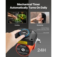VEVOR Hot Water Recirculating Pump, with Timer, 10 GPM Instant Recirculation Pump Kit, Circulation Circulator System, 0.13 HP AC 110-120V, NPT 3/4 in to NPT 1/2 in Connector, for Solar Water Heater