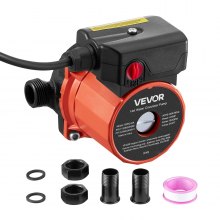 VEVOR Hot Water Recirculating Pump, 38 LPM, Instant Circulation Circulator Pump System, 3-Speed Control, 100W, AC 220-240V, G3/4 in to G1/2 in Adapter, Cast Iron Head, for Water Heater System