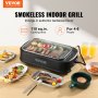 VEVOR Smokeless Indoor Grill, 110 sq.in 1500W Electric BBQ Grill with Non-Stick Surface, Adjustable Temperature, Turbo Smoke Extractor, Detachable Dishwasher-safe Smokeless Grill for Party Camping