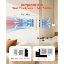 4 Inch Room to Room Fan 2-in-1 300 CFM Through Wall Fan Remote Control
