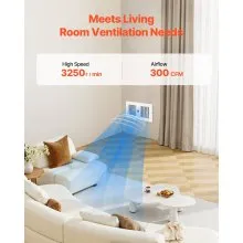 4 Inch Room to Room Fan 2-in-1 300 CFM Through Wall Fan Remote Control