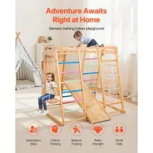 VEVOR Parque infantil interior Jungle Gym 7 en 1 de madera para niños