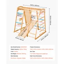 VEVOR Parque infantil interior Jungle Gym 7 en 1 de madera para niños