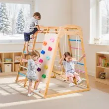 VEVOR Parque infantil interior Jungle Gym 7 en 1 de madera para niños