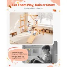 VEVOR Indoor Playground Jungle Gym 8-in-1 Wooden Indoor Playground Playset