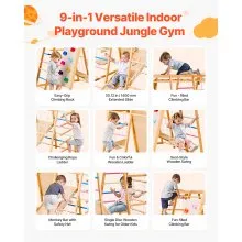 VEVOR Indoor Playground Jungle Gym 9-in-1 Montessori Climbing Toys for Toddlers