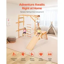 VEVOR Parque infantil interior Jungle Gym 8 en 1 de madera para niños