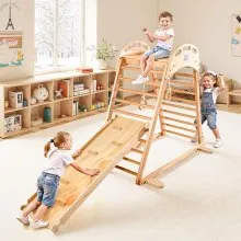 VEVOR Indoor Playground Jungle Gym 4-in-1 Toddlers Climber Playset for Kids