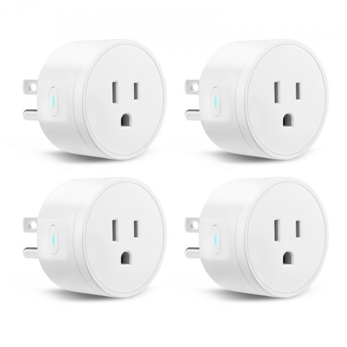 VEVOR Smart Plug, WiFi Smart Outlet Compatible with Alexa and Google Home, WiFi Plugs with Scheduling, App Control & Timer Function, 2.4GHz Wi-Fi Only, 15Amp, No Hub Required, White (4 Pack)