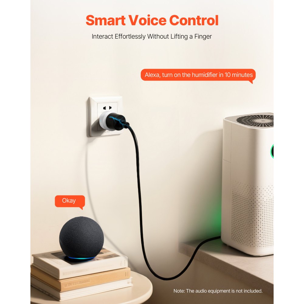 VEVOR Smart Plug, WiFi Smart Outlet Compatible with Alexa and Google Home, WiFi Plugs with Scheduling, App Control & Timer Function, 2.4GHz Wi-Fi Only, 15Amp, No Hub Required, White (4 Pack)