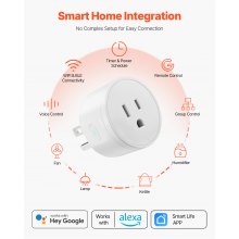 Enchufe inteligente VEVOR con WiFi, compatible con Alexa y Google Home (paquete de 4), color blanco
