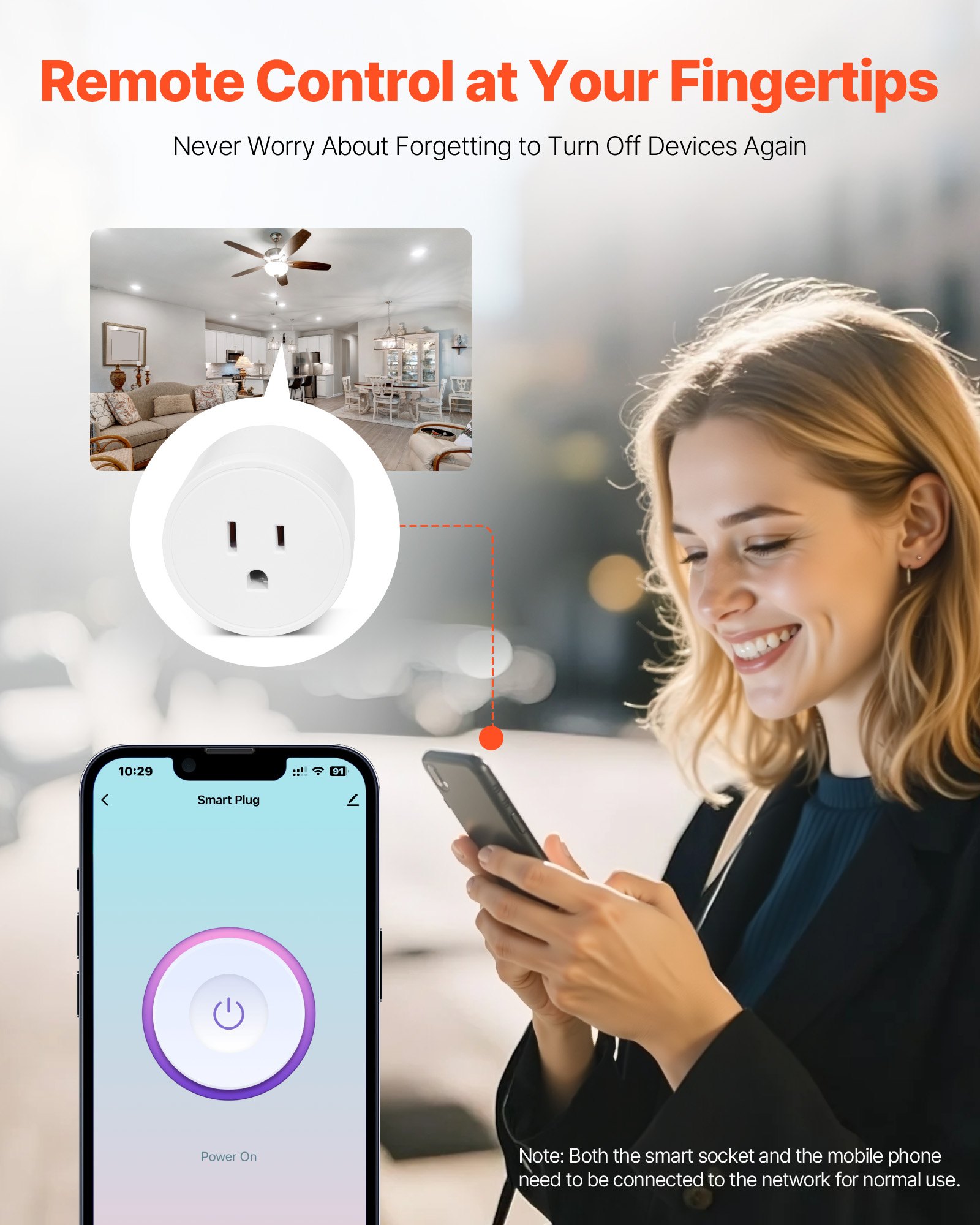 VEVOR Smart Plug, WiFi Smart Outlet Compatible with Alexa and Google Home, WiFi Plugs with Scheduling, App Control & Timer Function, 2.4GHz Wi-Fi Only, 15Amp, No Hub Required, White (4 Pack)