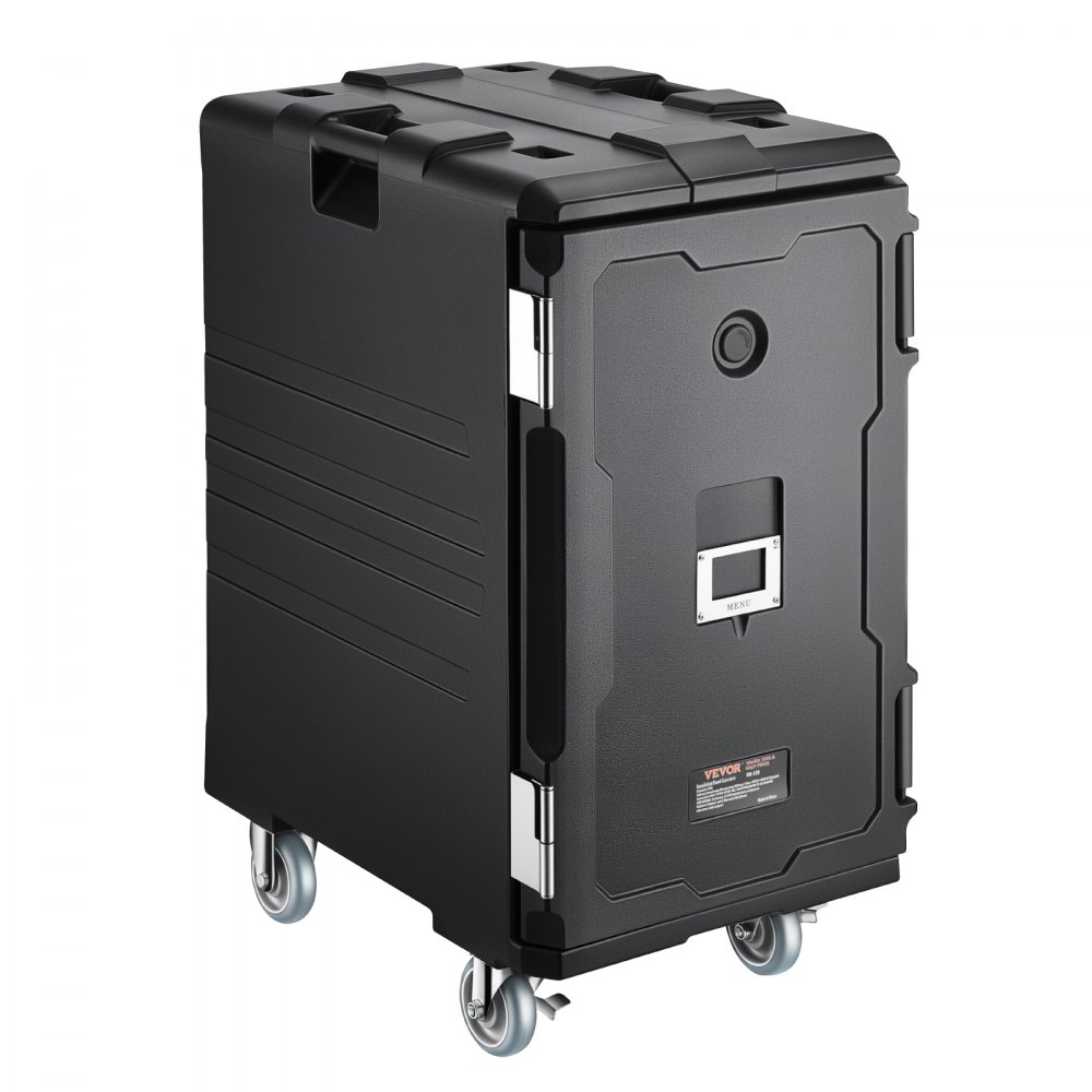 VEVOR Insulated Food Pan Carrier, 109 Qt Hot Box for Catering, LLDPE Food Box Carrier with Double Buckles, Front Loading Food Warmer with Handles, End Loader with Wheels for Restaurant, Canteen, etc.