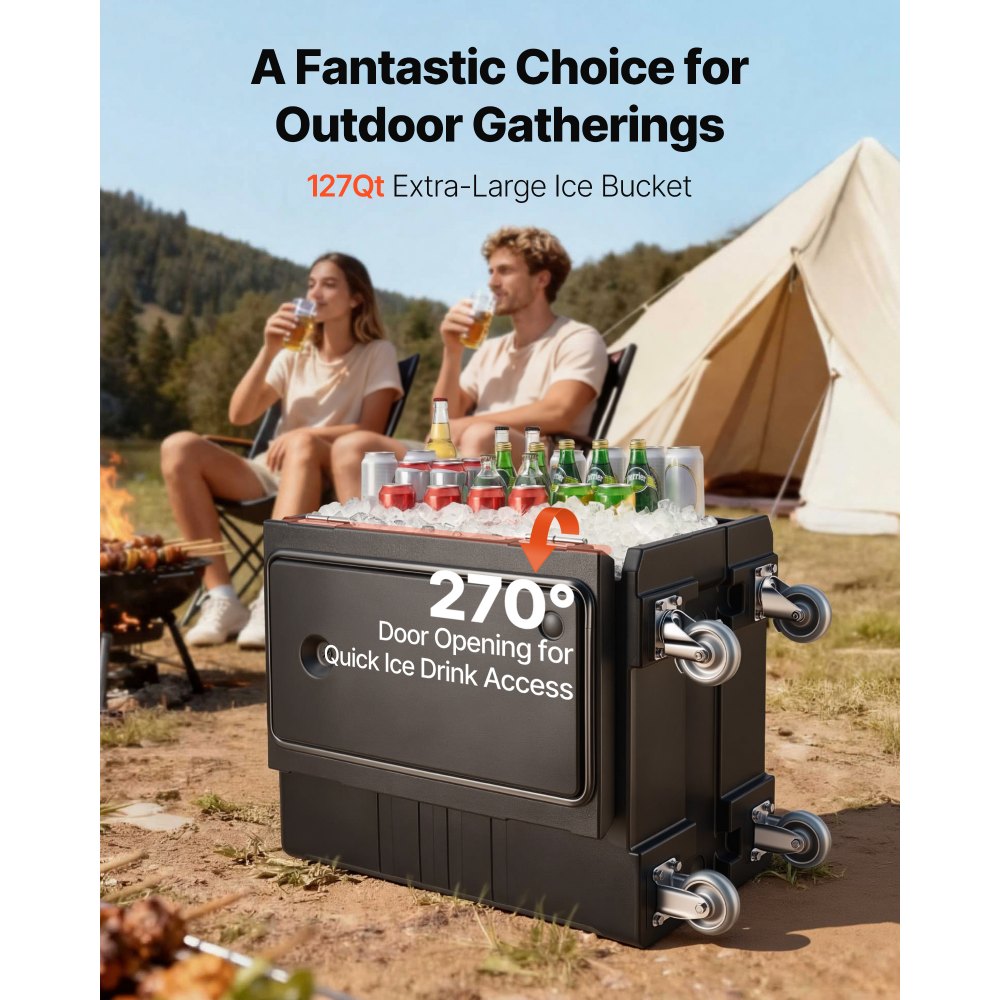 VEVOR Insulated Food Pan Carrier, 120 L Hot Box for Catering, LLDPE Food Box Carrier with Double Buckles, Front Loading Food Warmer with Handles, End Loader with Wheels for Restaurant, Canteen, etc.