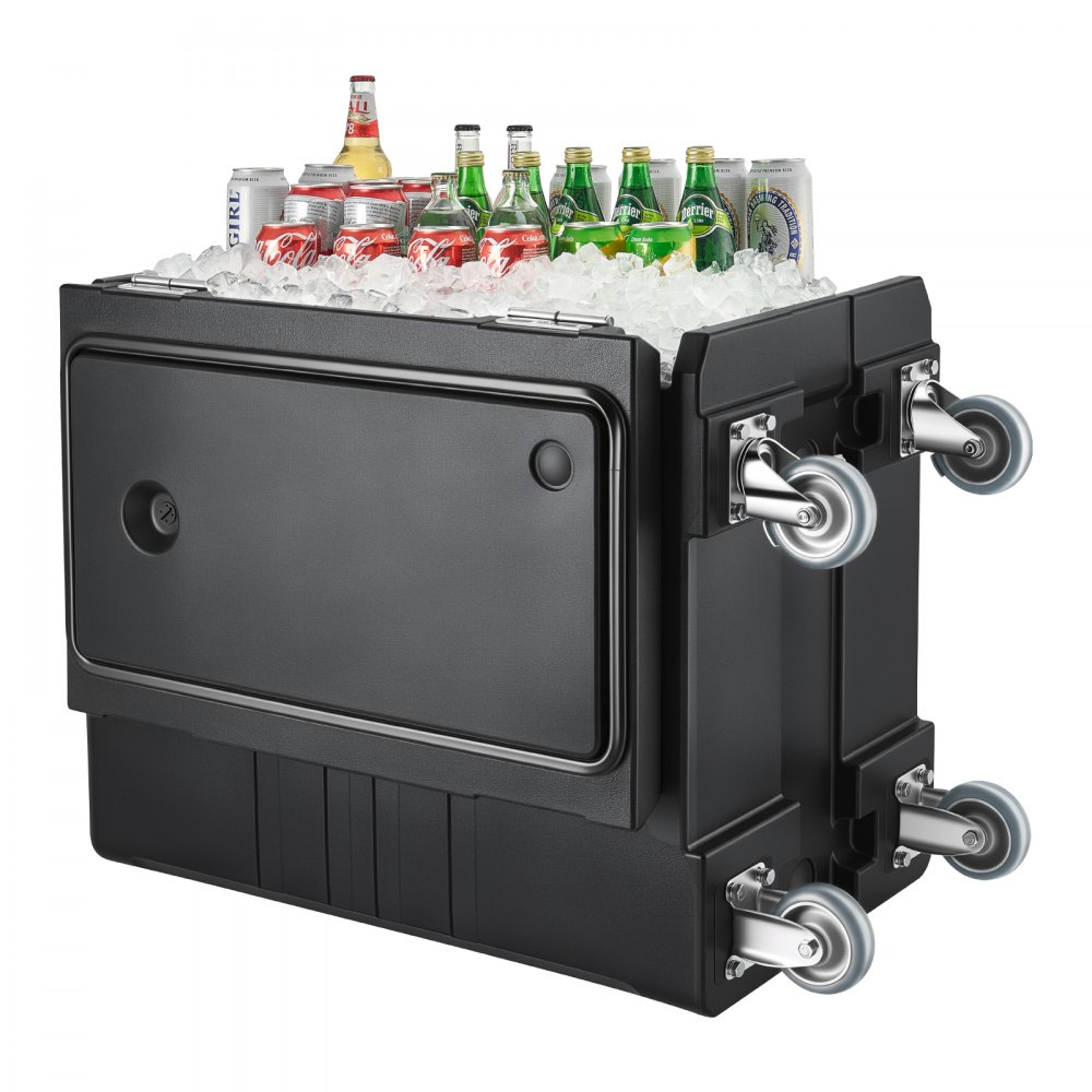 VEVOR Insulated Food Pan Carrier, 120 L Hot Box for Catering, LLDPE Food Box Carrier with Double Buckles, Front Loading Food Warmer with Handles, End Loader with Wheels for Restaurant, Canteen, etc.