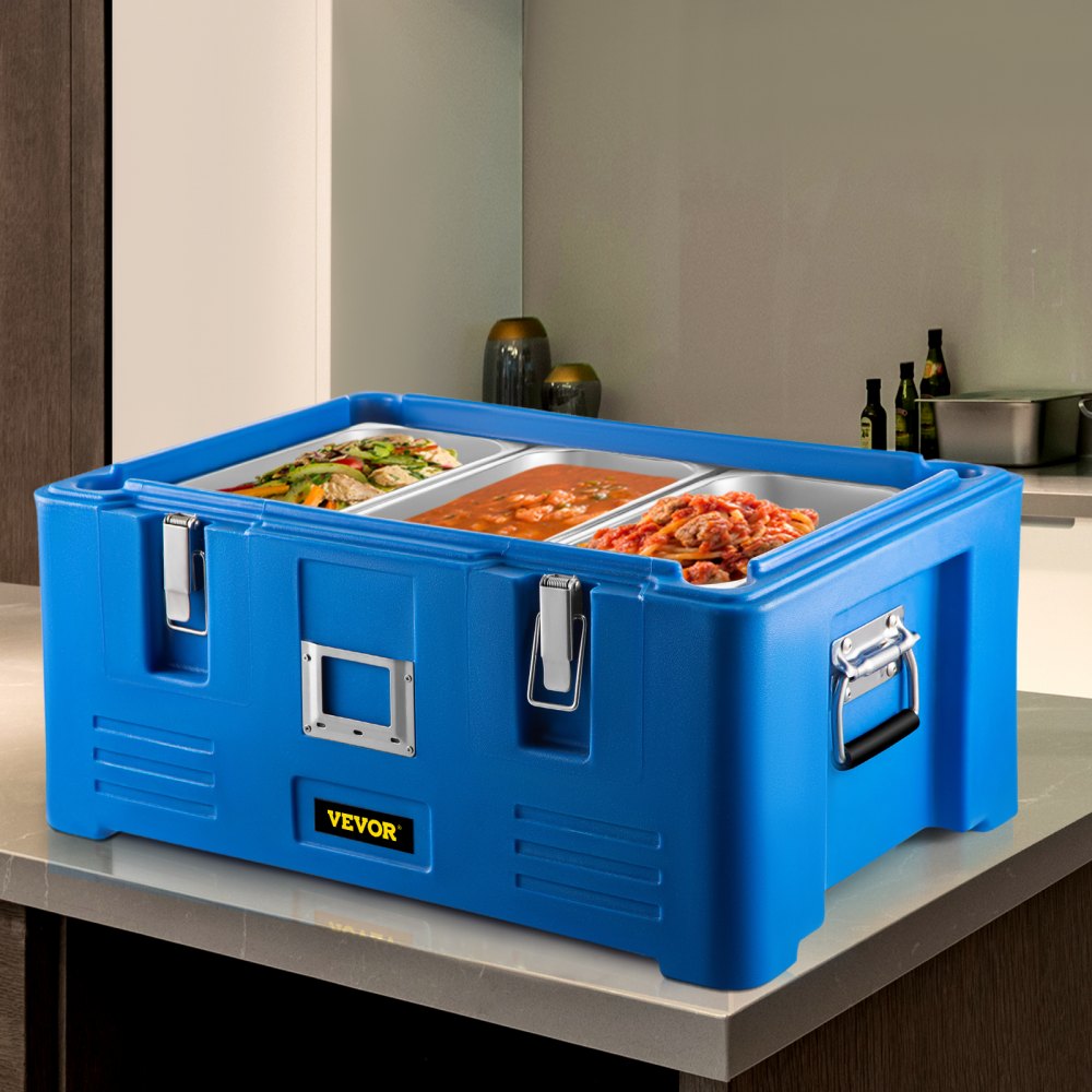 VEVOR 30L Insulated Food Pan Carrier Stackable Top Loader Food Warmer w/ 3 Pans
