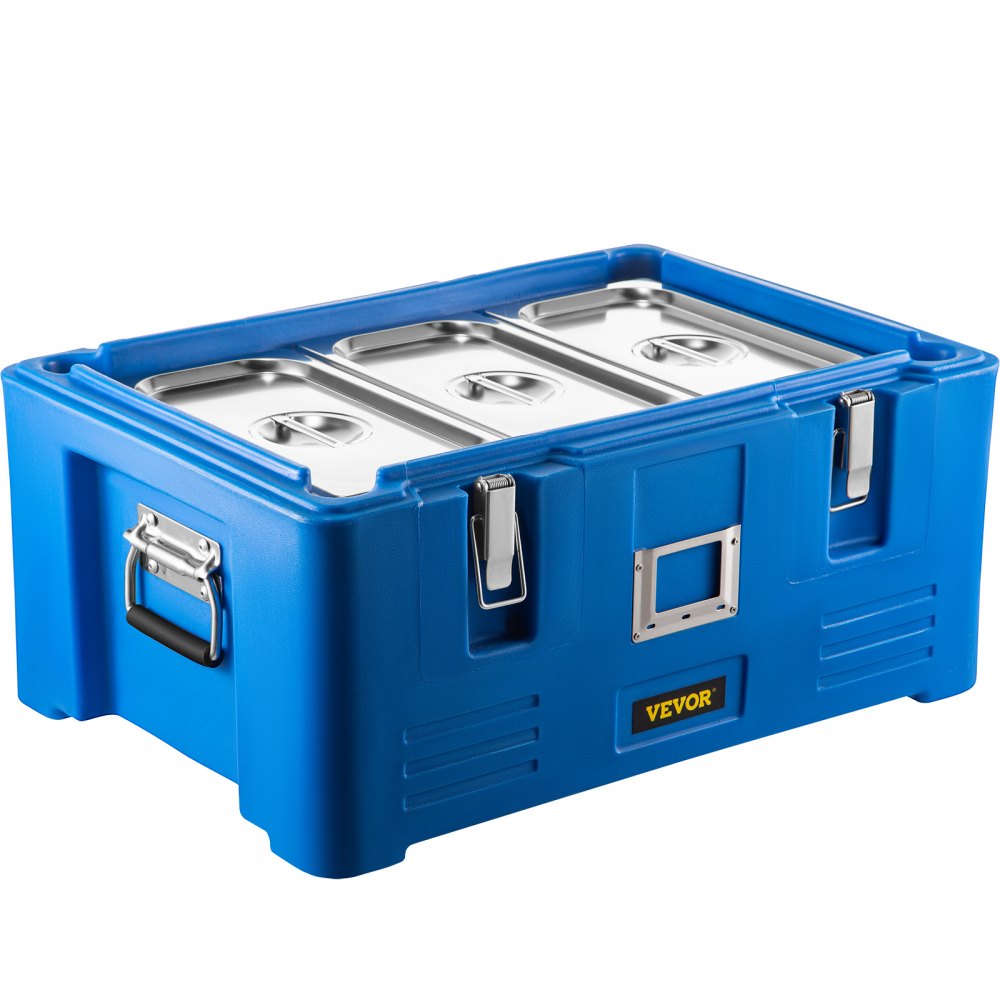 VEVOR 30L Insulated Food Pan Carrier Stackable Top Loader Food Warmer w/ 3 Pans