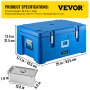 VEVOR Insulated Food Pan Carrier, 36Qt Capacity, Stackable Catering Hot Box w/ 3 Stainless Steel Pans, Top Load LLDPE Food Warmer w/Elastic Side Handles and Buckles, for Restaurant Canteen, Blue