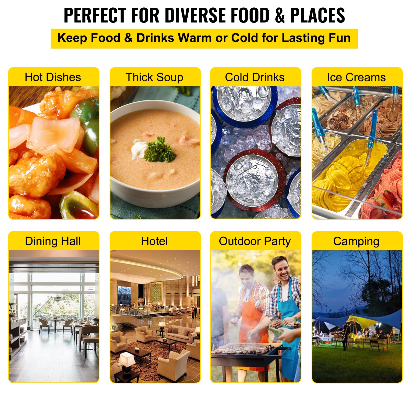 VEVOR 30L Insulated Food Pan Carrier Stackable Top Loader Food Warmer w/ 3 Pans