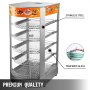 VEVOR 110V 14.2-Inch Commercial Food Warmer Display, 5-Tier 800W Electric Pizza Warmer Display 86-185℉, Tempered-Glass Door Pastry Display Case, Restaurant Heated Cabinet, with 1 Trays & 1 Bread Tong