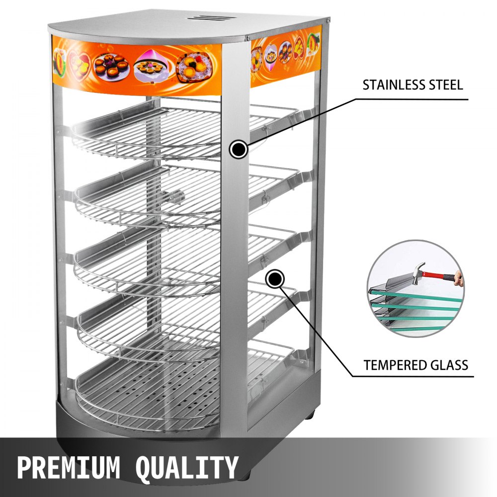 Commercial Food Warmer Pizza Warmer 5-Tier Pastry Warmer with Magnetic Door