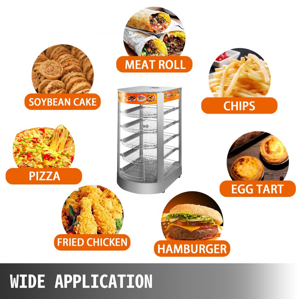 Commercial Food Warmer Pizza Warmer 5-Tier Pastry Warmer with Magnetic Door