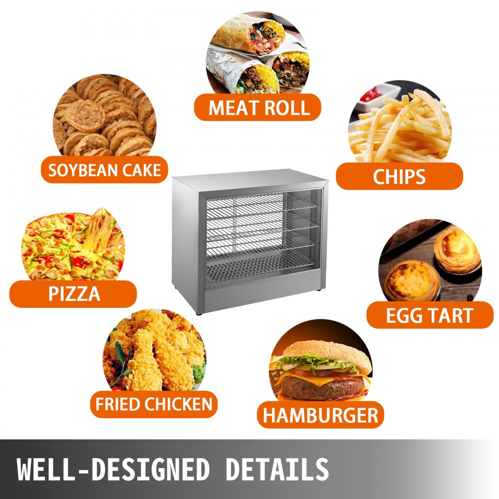 Commercial Food Warmer Pizza Warmer 25-Inch Pastry Warmer with Sliding Doors