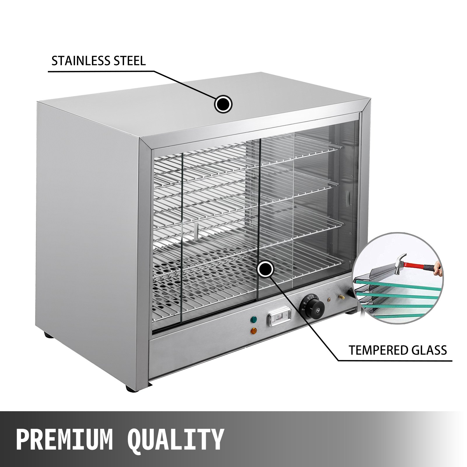 Commercial Food Warmer Pizza Warmer 25-Inch Pastry Warmer with Sliding Doors