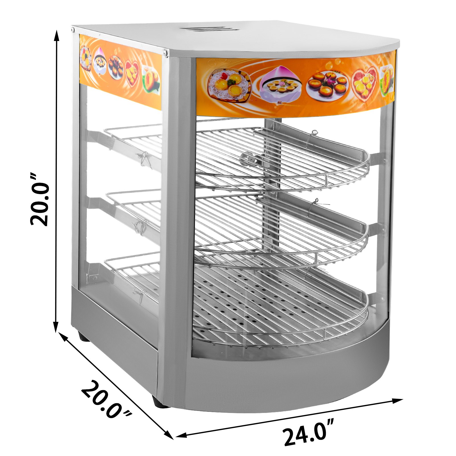 Commercial Food Warmer 660x450x520mm Pizza Warmer Pie Display Showcase Cabinet