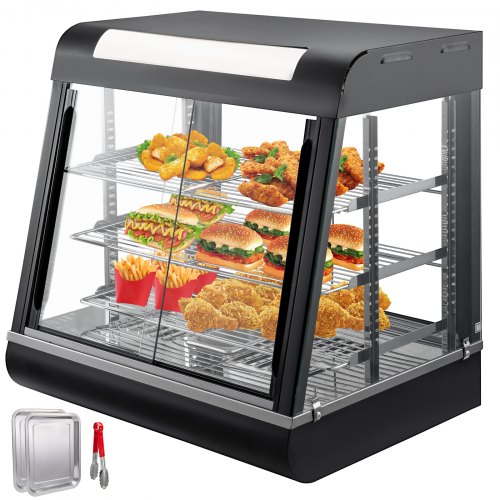 27in Commercial Food Warmer Display Case Pizza Warmer Pastry Display Case 1500w