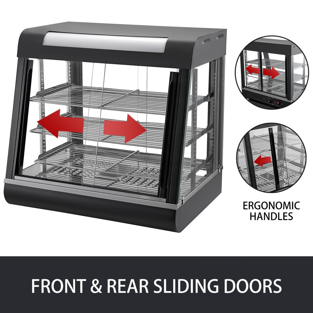660x640mm Commercial Food Warmer Pizza Display Showcase Cabinet Tempered Glass