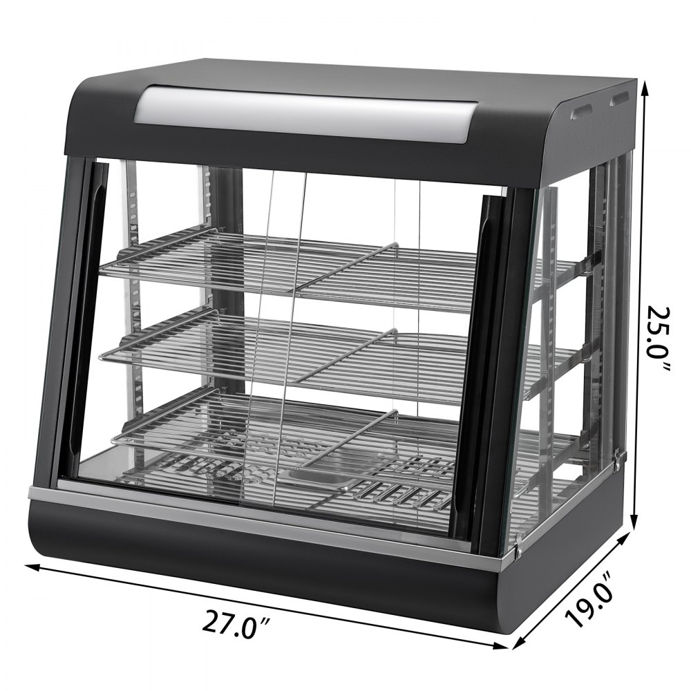 660x640mm Commercial Food Warmer Pizza Display Showcase Cabinet Tempered Glass
