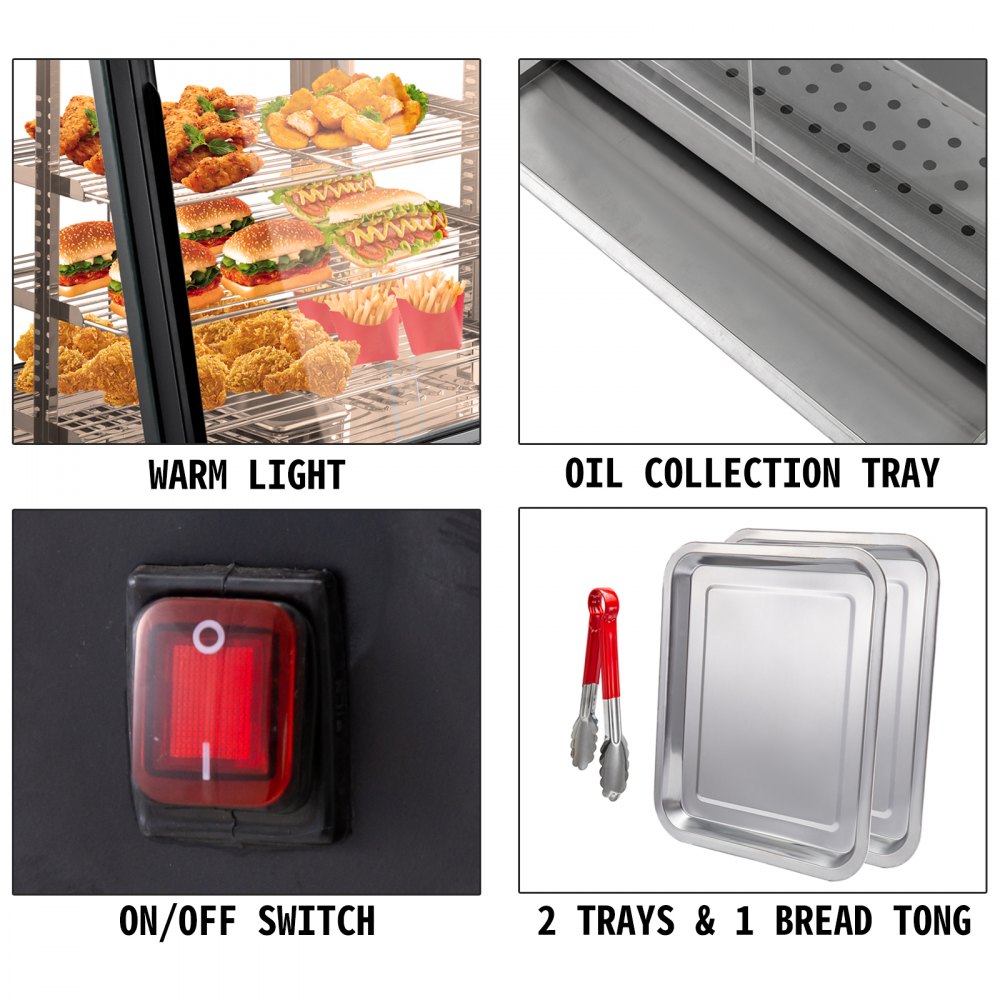 VEVOR Commercial Food Warmer Bain Marie Pizza Pie Cabinet Display Showcase 1800W