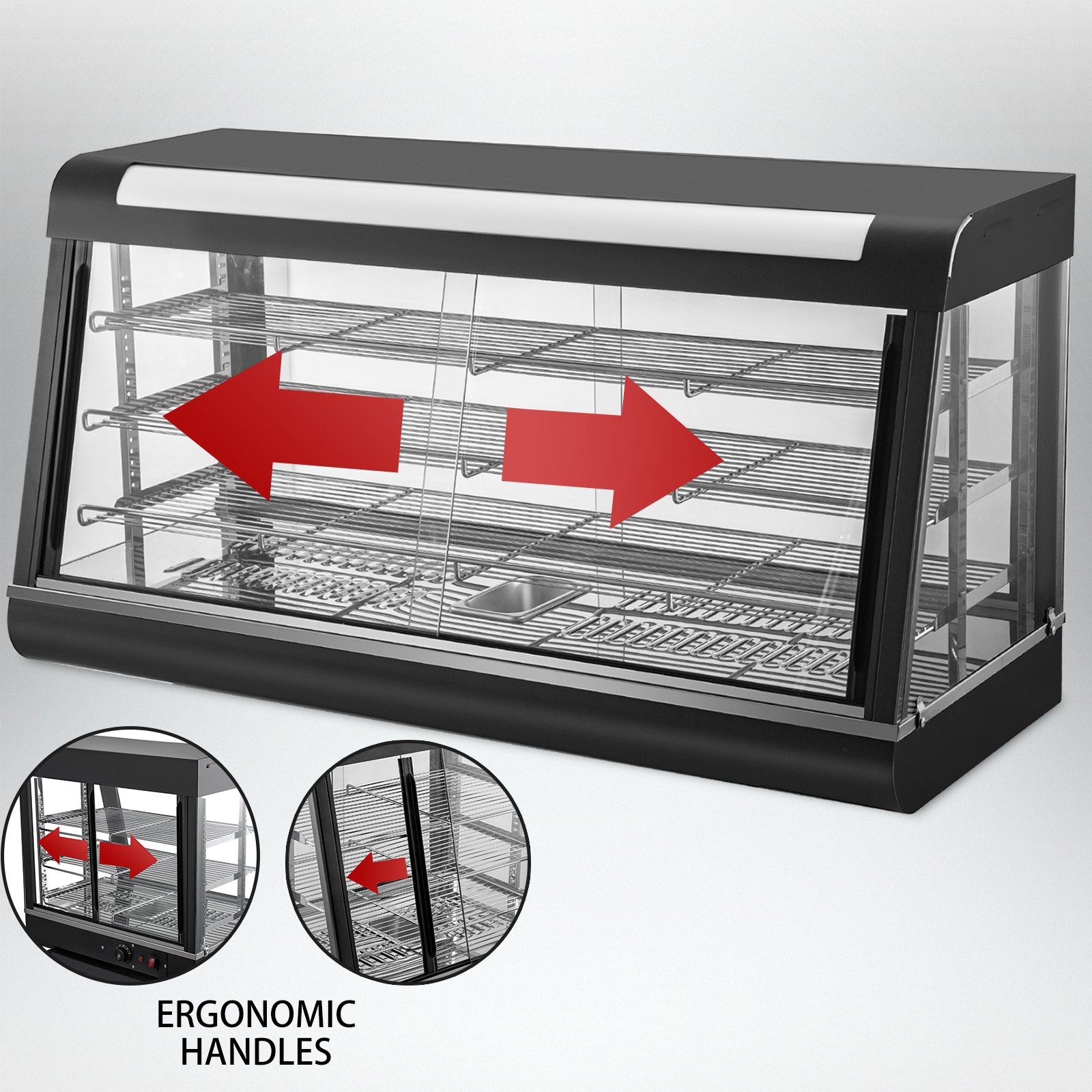 VEVOR Commercial Food Warmer Bain Marie Pizza Pie Cabinet Display Showcase 1800W