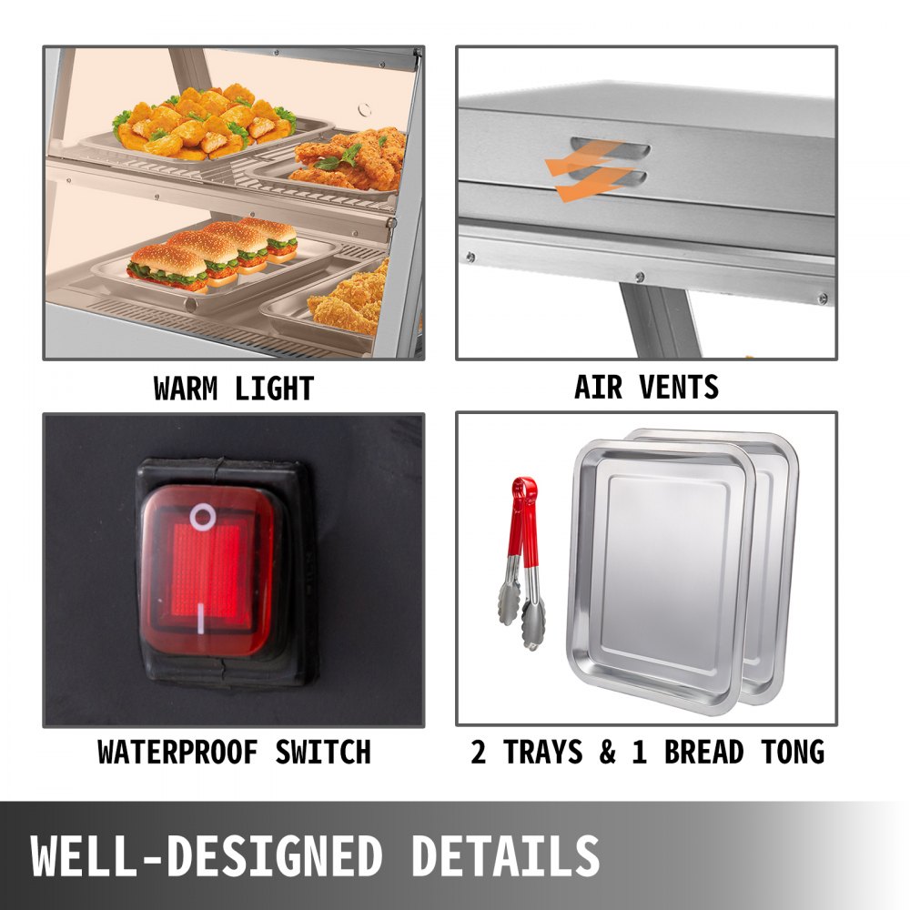 Commercial Food Warmer Pizza Warmer 1100mm Pastry Warmer with Tilt-Up Doors