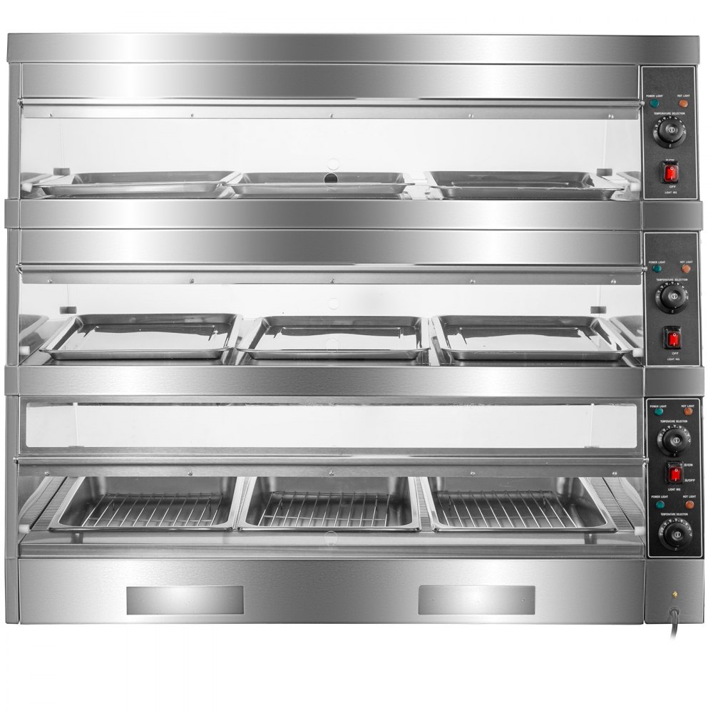 Vevor Pizza Warmer Display Case Pretzel Warmer 3-tier 48-inch Display Warmer